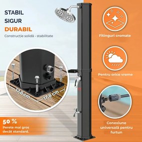 Duș solar cu capac HAVANA, 60 l, negru Casaria