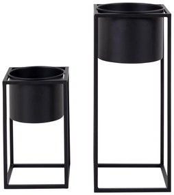 Ghivece din metal negre în set de 2 buc. House Nordic Marla