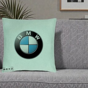 Perna Personalizata cu emblema BMW, 40x40 cm, Verde Menta, Husa Detasabila, Perna Inclusa, BEKZ®