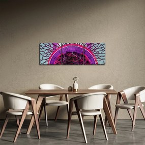 Tablou abstrac - crengi violete (cu ceas) (90x30 cm)