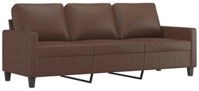 348681 vidaXL Canapea cu 3 locuri, maro, 180 cm, piele ecologică
