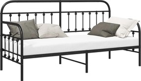 vidaXL Cadru de pat de zi Negru 75 x 190 cm Oțel vopsit electrostatic