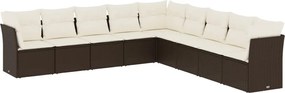 vidaXL Set canapele de grădină cu perne, 9 piese, maro, poliratan