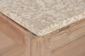 Măsuță de cafea din lemn reciclat cu blat din marmură, 120×60×40 cm, „Petra"