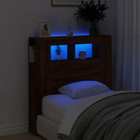 vidaXL Tăblie de pat cu LED, stejar maro, 100x18,5x103,5 cm, lemn