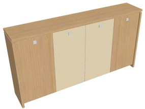Dulap mediu pentru haine Verno 248 x 46 x 130 cm, uși combinate, stejar deschis / vanilie