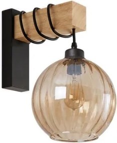 Brilagi - Aplica de perete WOOD GLASS 1xE27/60W/230V pin/negru/maro fumuriu