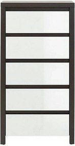 Comoda KASPIAN KOM5S, alb lucios/wenge, PAL, 56x41x113 cm