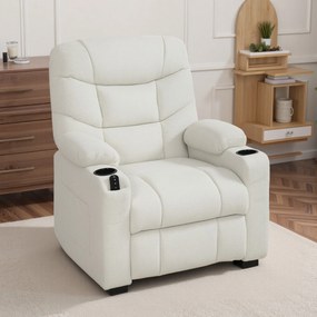 HOMCOM Fotoliu Relax Electric Reclinabil 150° cu Suport pentru Picioare, Funcție Memorie, Telecomandă, din Catifea, Crem | Aosom Romania