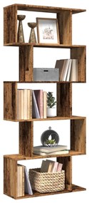 vidaXL Bibliotecă/separator 5 niveluri lemn vechi 70x24x161 cm lemn