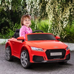 HOMCOM Mașină Electrică AUDI TT pentru Copii, Mașină Electrică cu Telecomandă, USB, Uși cu Deschidere și Faruri LED, 102x60x44 cm, Roșu