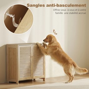 HOMCOM Dulap pentru pantofi din bambus 14 perechi, dulap de pantofi cu uși cu obloane și rafturi reglabile, lemn natural | Aosom Romania