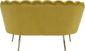 Bancă în stil Art-deco, catifea Velvet muştar/crom auriu, NOBLIN