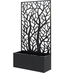 Outsunny Jardinieră cu spalier, ghiveci pentru plante cățărătoare, legume, flori din metal 61 x 23 x 113 cm negru | Aosom Romania