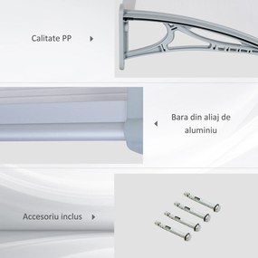 Copertina Rezistentă la Intemperii Outsunny din PVC și Aluminiu pentru Uși și Ferestre 140x70x21cm | Aosom Romania