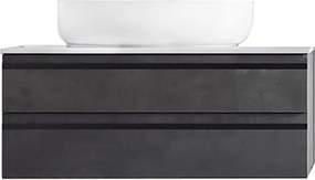 Dulap baie suspendat Kolpasan Alexis 80 cm, pentru lavoar pe blat, gri inchis Dark concrete