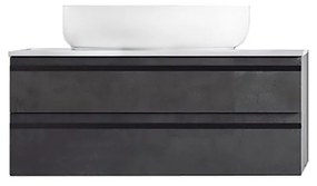 Dulap baie suspendat Kolpasan Alexis 80 cm, pentru lavoar pe blat, gri inchis Dark concrete