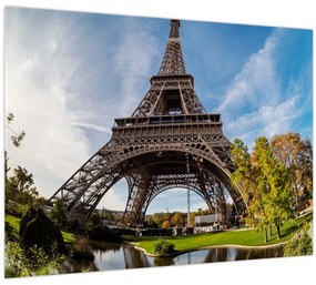 Tablou pe sticlă - Turnul Eiffel colorat (70x50 cm)