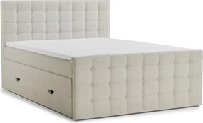 Pat boxspring crem cu spațiu de depozitare 160x200 cm Tasca – Maison de Rêve