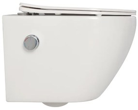 Vas wc suspendat cu functie bideu, Rotund, rimless si baterie crom Foglia Oslo Baterie crom