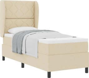 vidaXL Pat cu arcuri cu saltea cu headboard Crem 80 x 200 cm țesătură