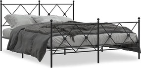 vidaXL Cadru pat metalic cu tăblie de cap/picioare, negru, 150x200 cm