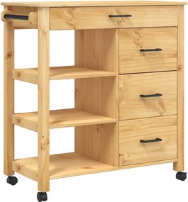 vidaXL Cărucior de bucătărie „MONZA”, 84x40x88,5 cm, lemn masiv de pin