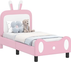 vidaXL Cadru de pat pentru copii cu spătar Roz 70 x 140 cm PU