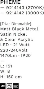 Lustra suspendata LED 3000K PHEME nickel satinat