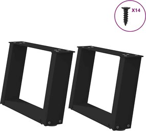 vidaXL Picioare pentru măsuță de cafea în formă de U, 2 buc., negru, 40x(30-31) cm, oțel