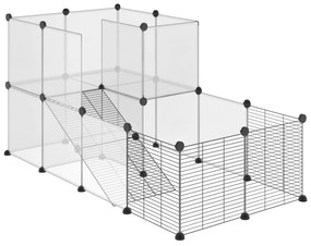 PawHut Țarc Modular pentru Animale de Talie Mică cu Panouri și Accesorii, 140x70x70 cm, Negru | Aosom Romania