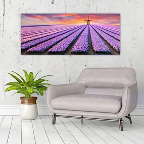Tablou - ferma cu flori (120x50 cm), în 40 de alte dimensiuni noi