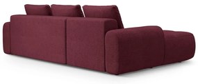 Colțar burgundy extensibil/cu spațiu de depozitare (cu colț pe partea stângă/cu șezlong) Linz – Cosmopolitan Design