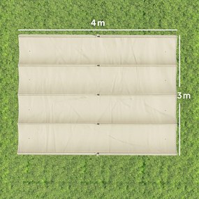 Outsunny Acoperiș de rezervă retractabil 3,92x3,5 m pentru cadru 4x3 m, pânză doar pentru foișor de grădină cu 8 orificii, crem | Aosom Romania