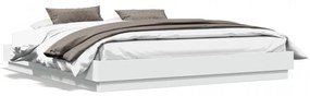 Cadru de pat cu lumini LED, alb, 200x200 cm