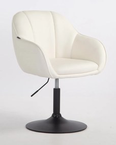 HR2055N Scaun Alb din Piele Ecologica cu Bază Neagră