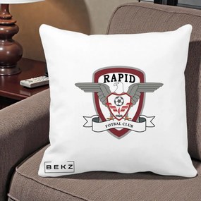 Perna Personalizata Rapid Fotbal Club 1923, 40x40 cm, Alba Mata, Husa Detasabila, Perna Inclusa, BEKZ®