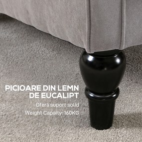 HOMCOM Fotoliu Chesterfield Gri, Confortabil, Comod și Spațiu Generos pentru Living, 74x86x102 cm | Aosom Romania