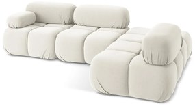 Colțar modular alb cu tapițerie din catifea (cu colț pe partea dreaptă) Lokua – Makamii