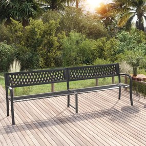 317131 vidaXL Bancă dublă de grădină, negru, 246 cm, oțel