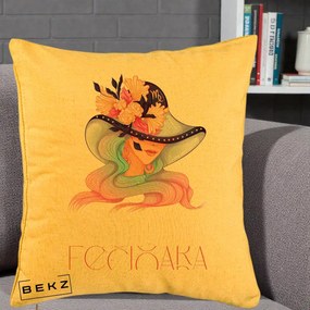 Perna Personalizata Zodie Fecioara, 40x40 cm, Galben, Husa Detasabila, Perna Inclusa, BEKZ®