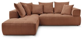 Colțar teracotă cu tapițerie din chenille (cu colț pe partea stângă/în formă de ”L”) Whesley – Bobochic Paris