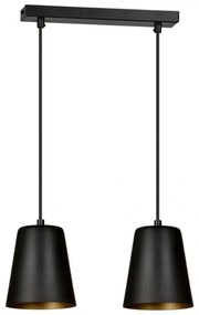 Lustra cu pendule metalice design minimalist MILGA 2 negru/auriu