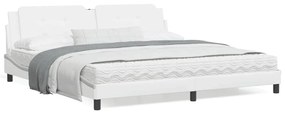 3214132 vidaXL Cadru de pat cu lumini LED, alb, 200x200 cm, piele ecologică