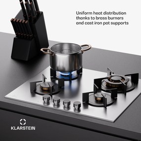 Klarstein Goldflame 4, plită cu gaz, 4 arzătoare, autonomă, gaz natural/propane, oțel inoxidabil