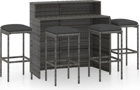 vidaXL Set mobilier bar de grădină cu perne, 5 piese, gri