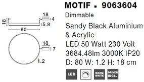 Lustra/Plafoniera LED dimabila design circular MOTIF Black 80cm