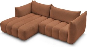 Colțar portocaliu cu tapițerie din țesătură bouclé (cu colț pe partea stângă/cu șezlong) Azra – Bobochic Paris