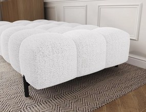 Taburet Tapitat cu Picioare Ferivo, 140x70x40 cm, alb bouclé – Royal 01
