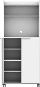 Dulap Multifunctional Adore Diamond, 2 usi, 6 rafturi, cu rotile, Alb Lucios, 73 x 172 x 36 cm